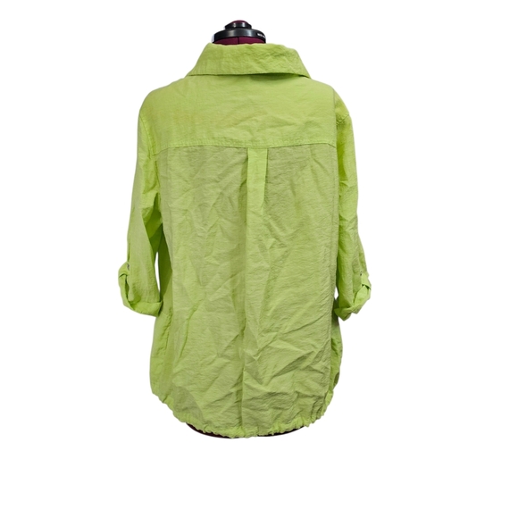 Cj Banks Lime Green Roll Tab Sleeve Hem Drawstring Light Shacket Womens - Picture 3 of 13